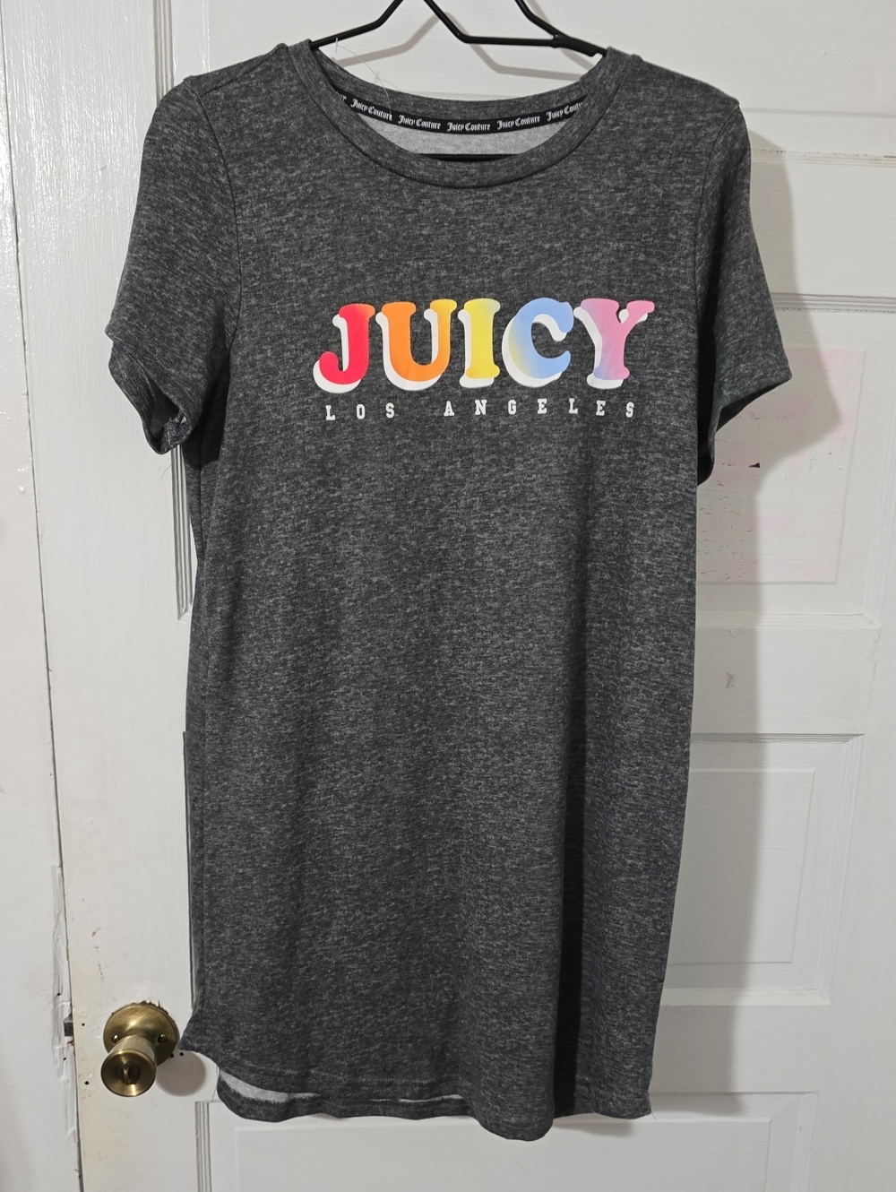 Juicy Couture Charcoal Tee Dress with Rainbow Logo